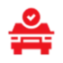 icon of red car with a check mark above it